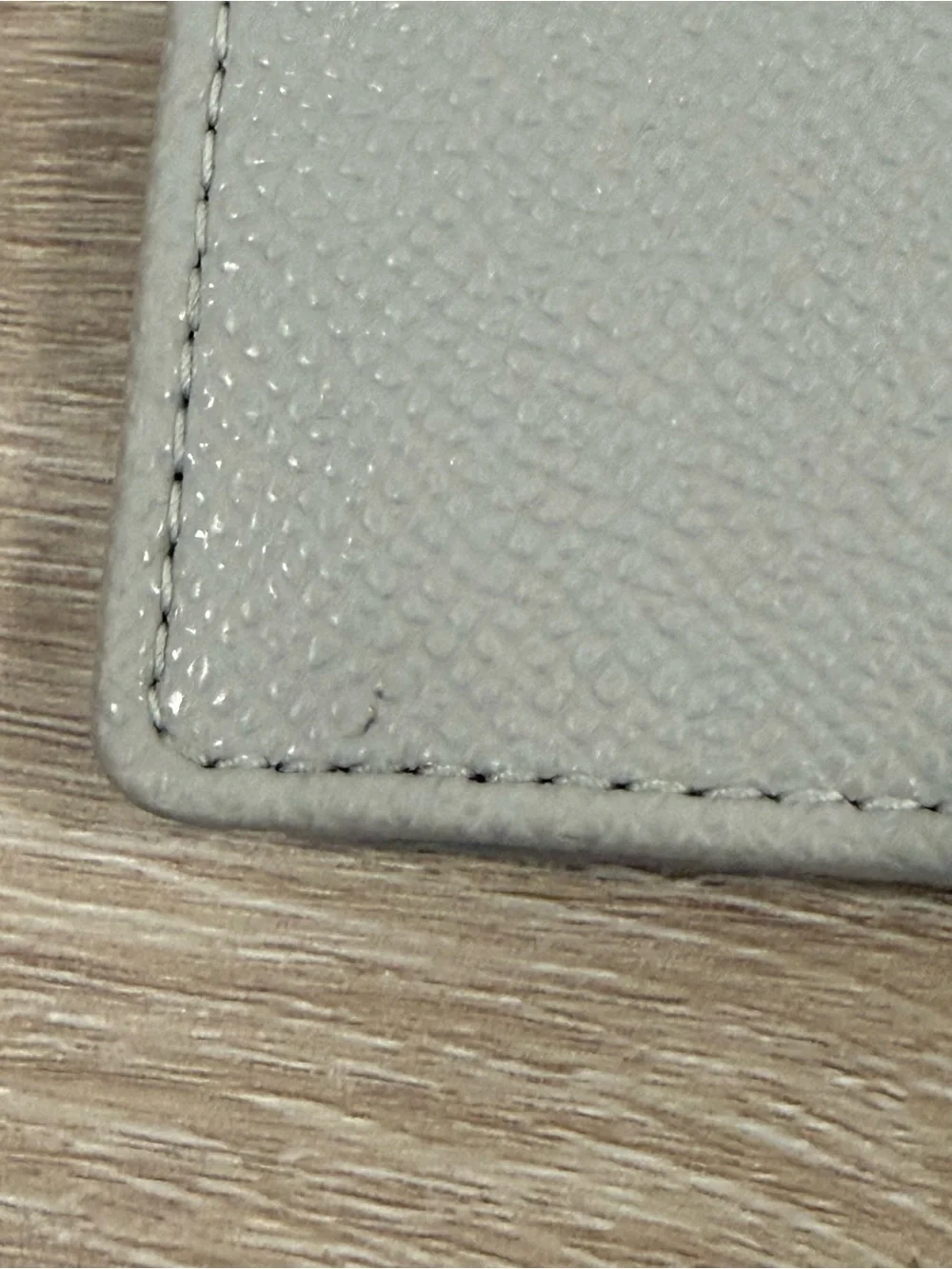 Furla Light Gray Leather Trifold Card Holder with Gold Logo